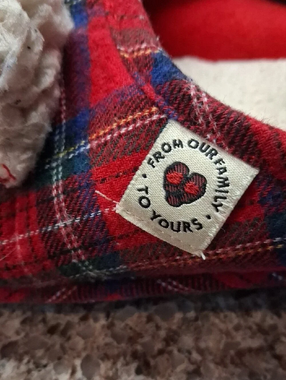Dearfoams Red Plaid 'Lil Bear' Cozy Slip-On Slippers